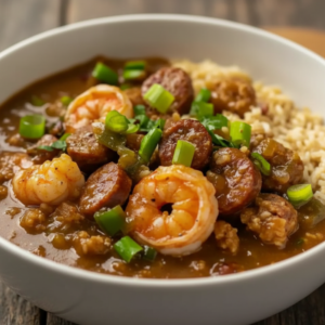 Cozy Shrimp Gumbo With Beef Sausage (Dark Roux Recipe)