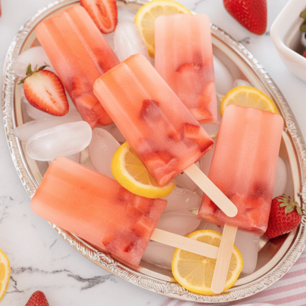 Refreshing Frozen Strawberry Lemon Slush & Popsicles