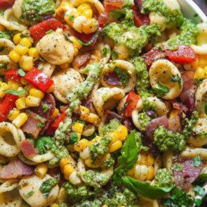 Creamy Pesto Orecchiette & Beef Summer Pasta Salad