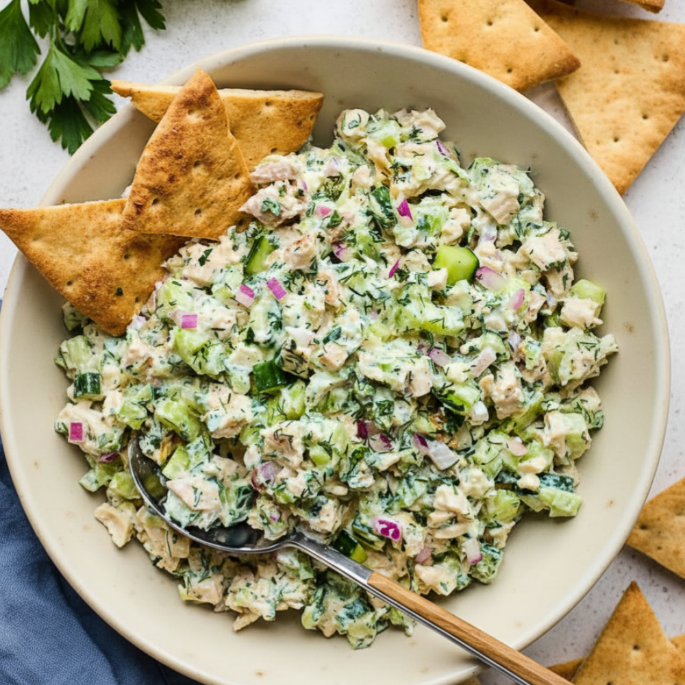 Creamy Tzatziki Chicken Salad (Healthy Summer Recipe)