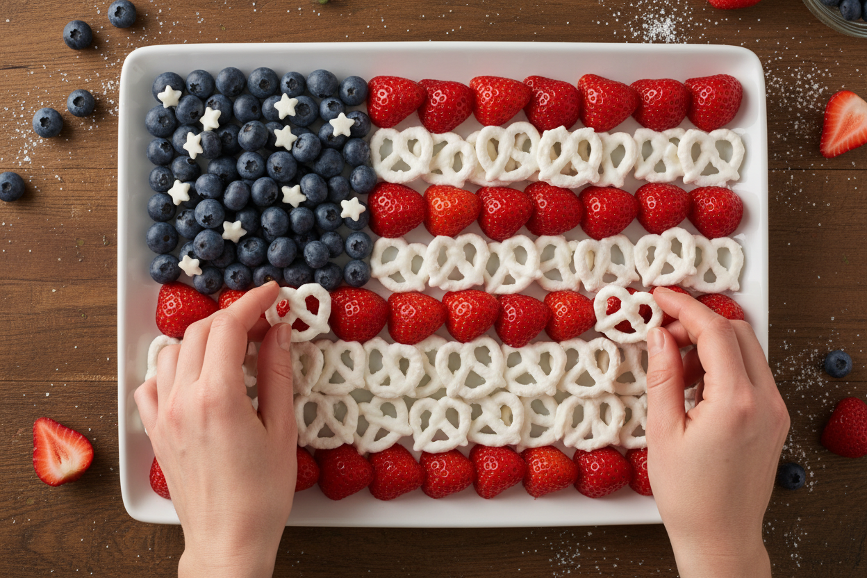 4th of July Fruit Platter American Flag preparation step 2