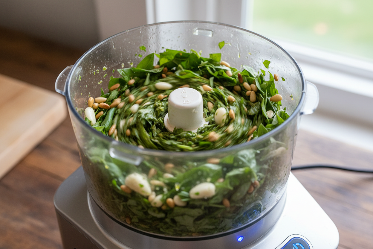 Basil Pesto Recipe preparation step 1