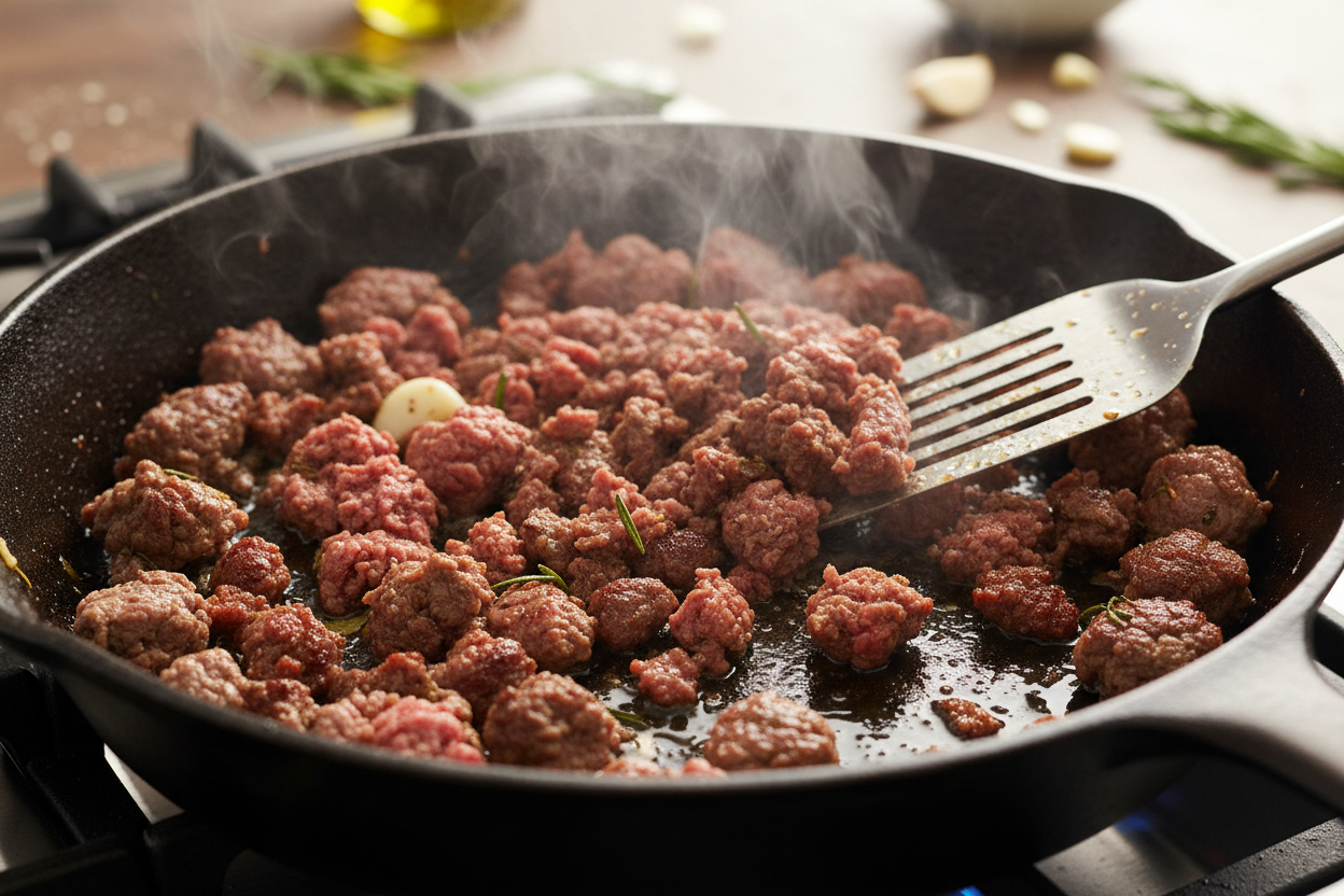 Carbone Spicy Beef Rigatoni preparation step 1