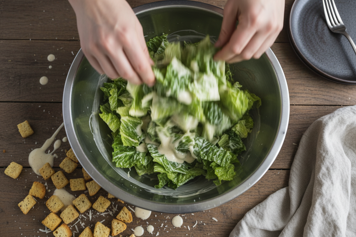 Chicken Caesar Salad Pizza preparation step 2