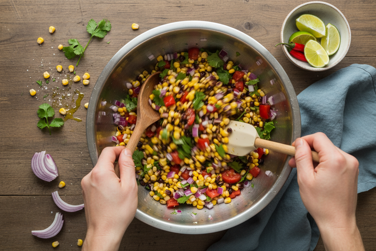 Chipotle Beef Burrito Bowl with Corn Salsa and Cheese preparation step 2