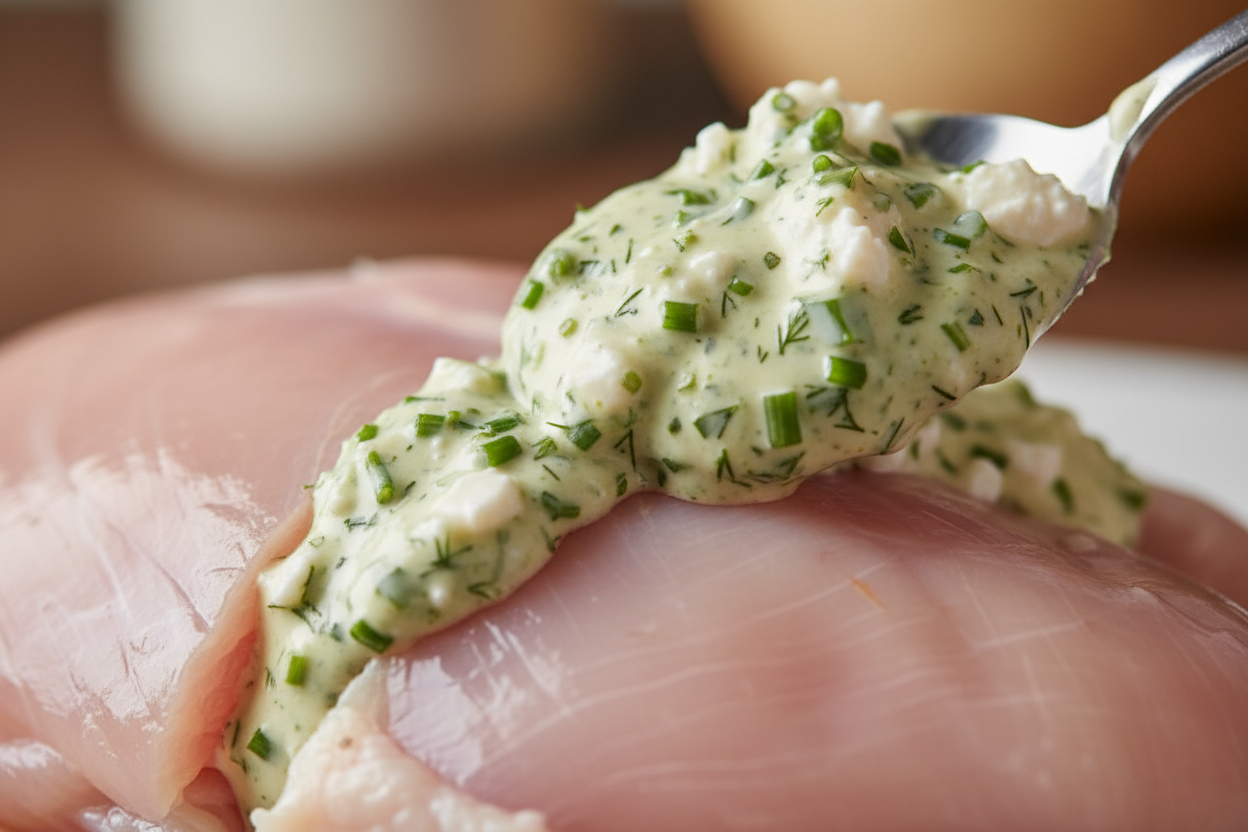 Cream Cheese and Herb Stuffed Chicken preparation step 2
