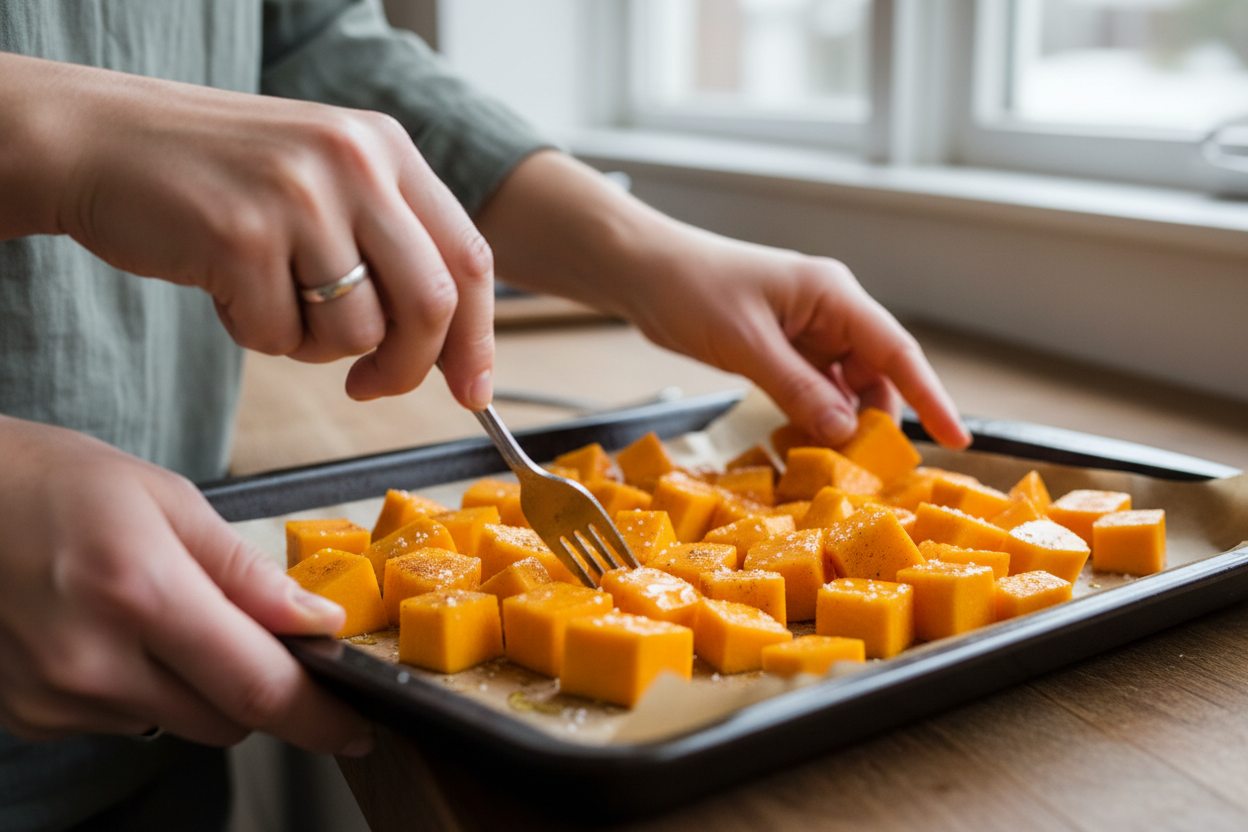 Creamy Butternut Squash Mash With Zaatar Pepitas Shallots Tahini Sauce preparation step 1