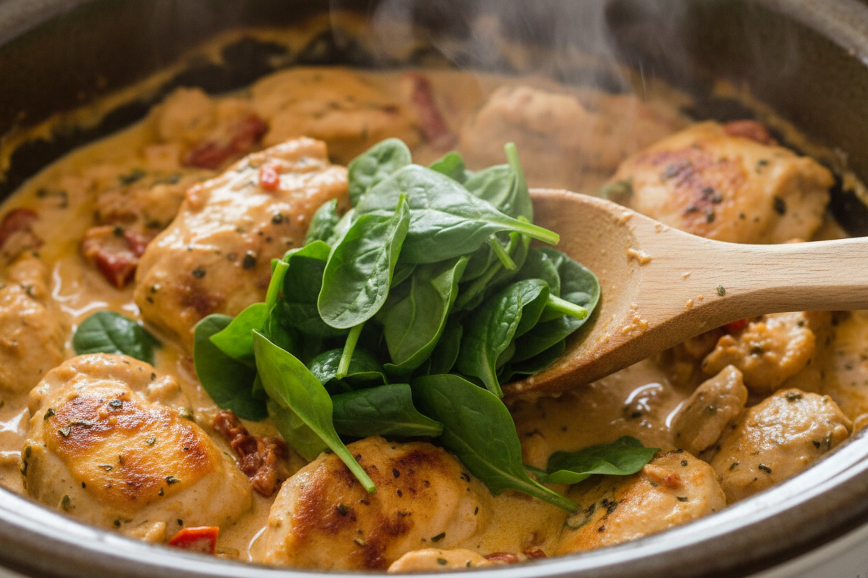 Crock Pot Creamy Tuscan Garlic Chicken preparation step 2