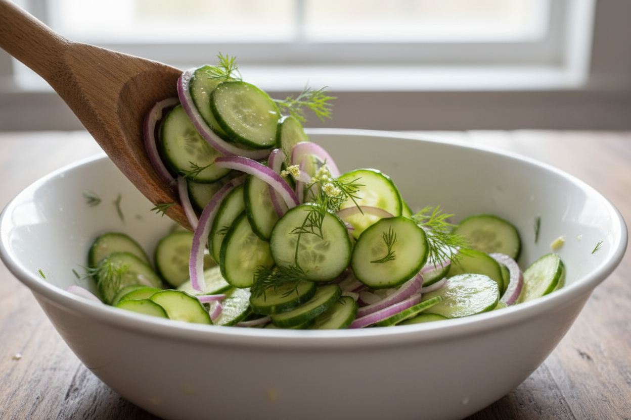 Cucumber Dill Salad preparation step 1