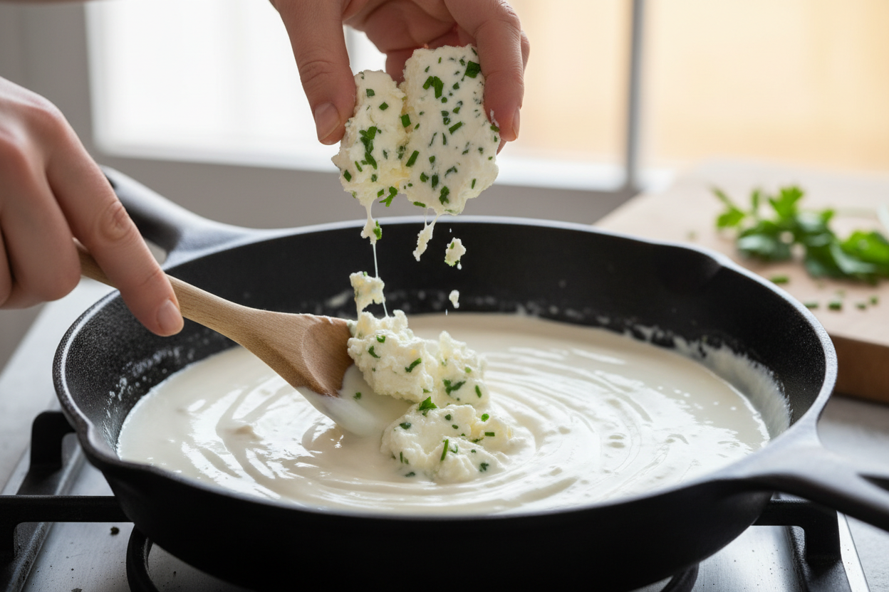 Delicious Garlic and Herb Boursin Fettuccine preparation step 1