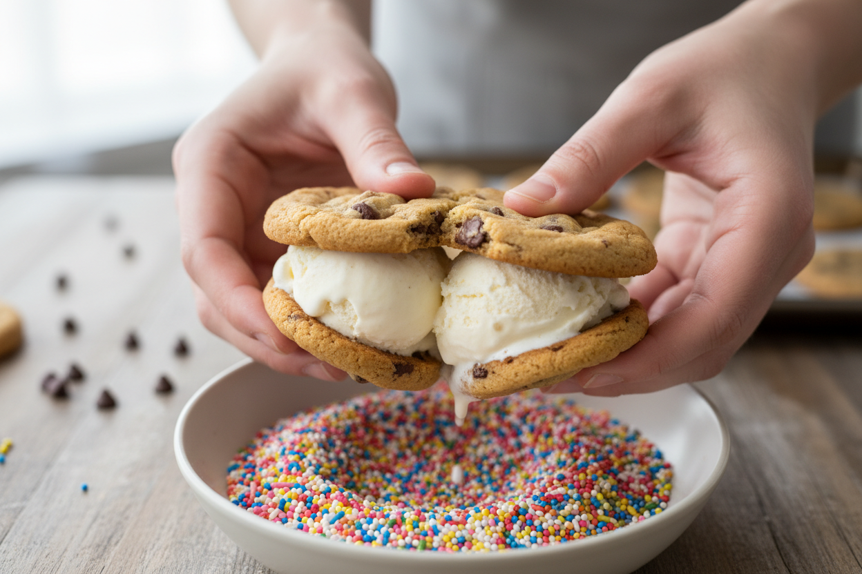 Diy Ice Cream Sandwiches with Sprinkles for Fourth of July preparation step 1