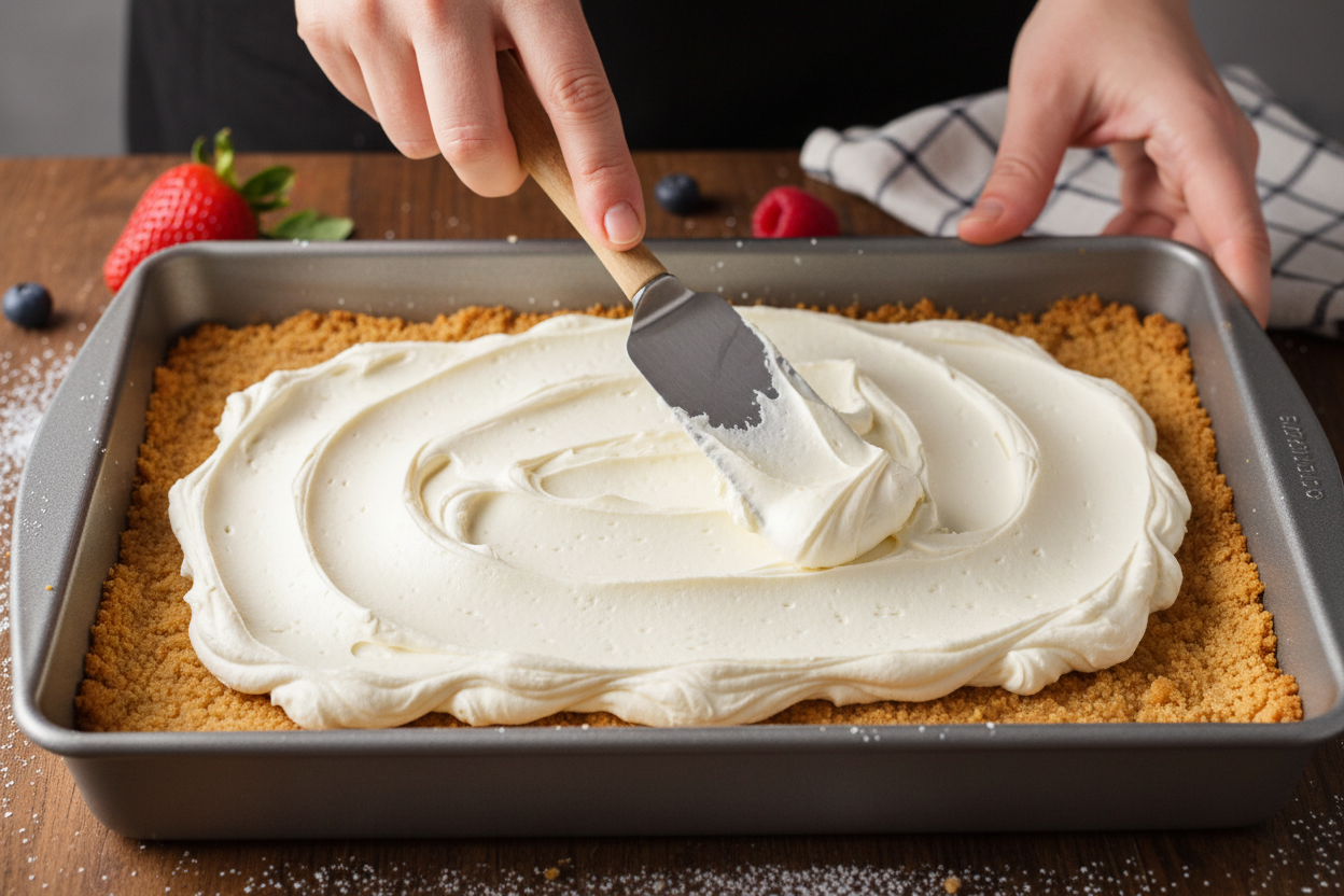 Easy American Flag Fruit Pizza preparation step 1
