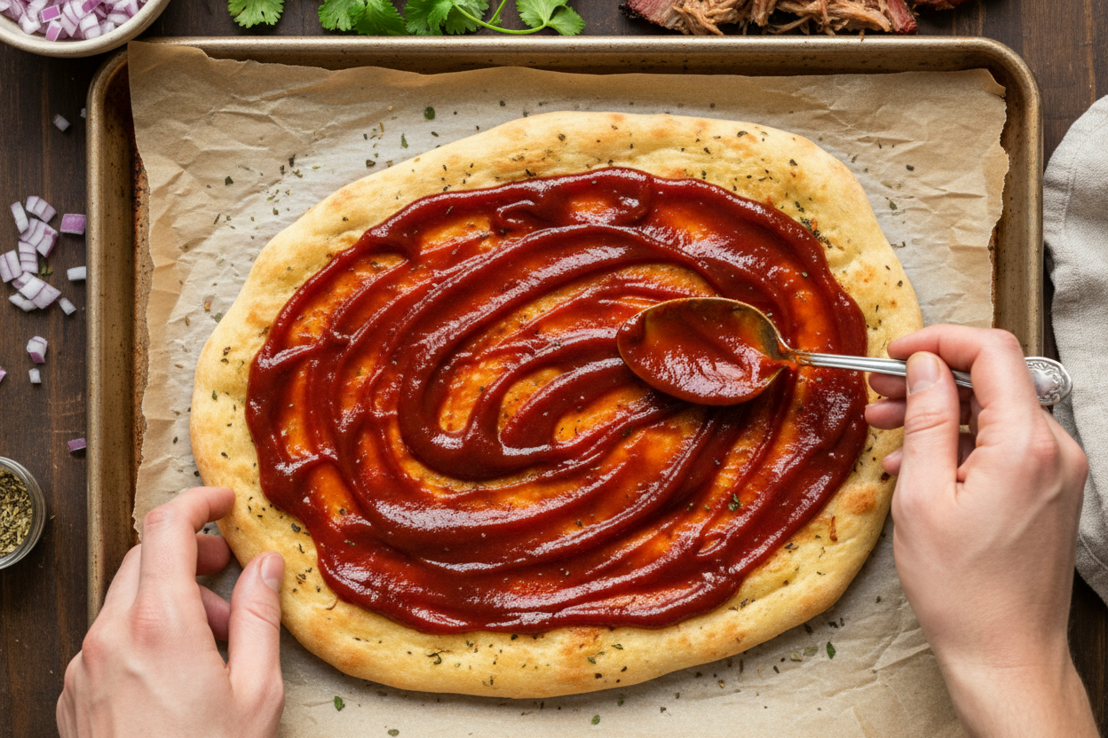 Easy BBQ Chicken Flatbread preparation step 1