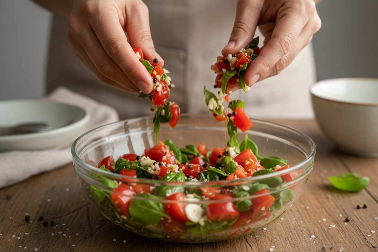 Easy Bruschetta Dip with Boursin preparation step 1