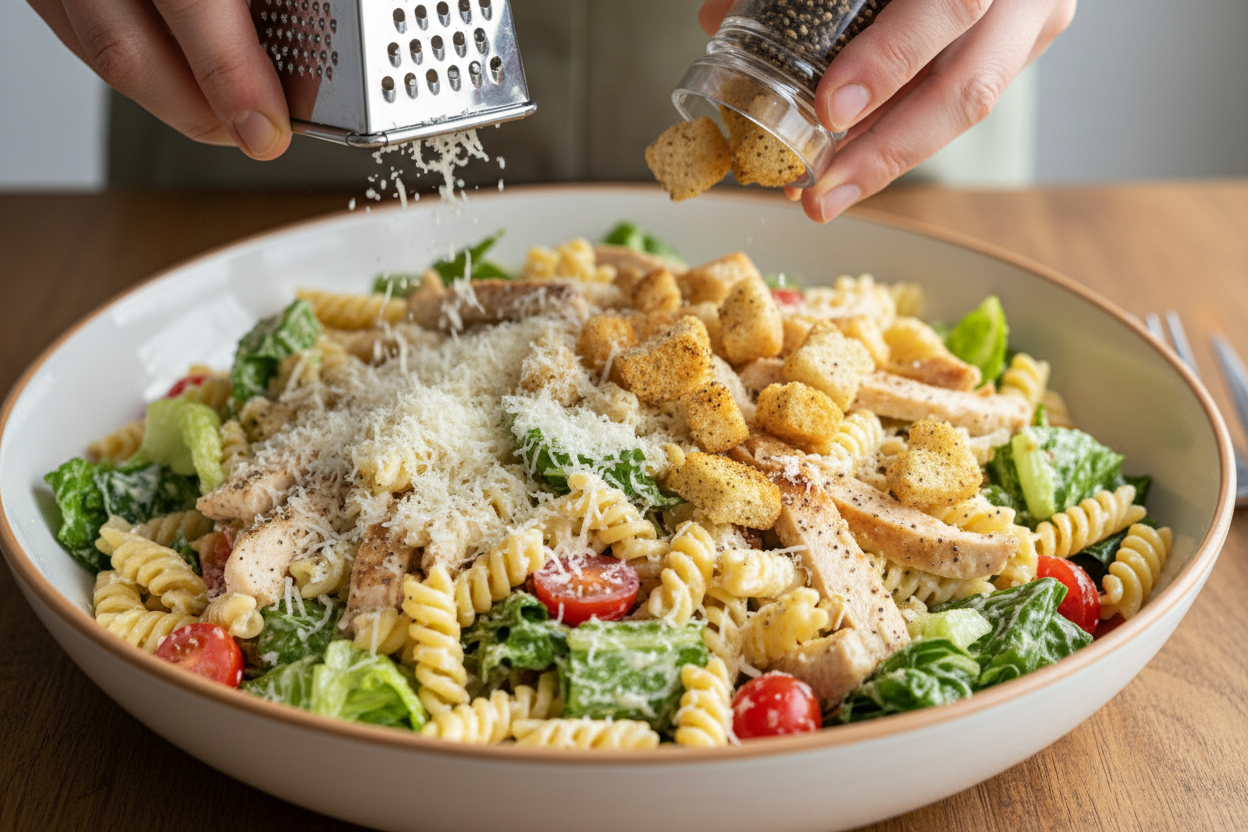 Easy Chicken Caesar Pasta Salad preparation step 2