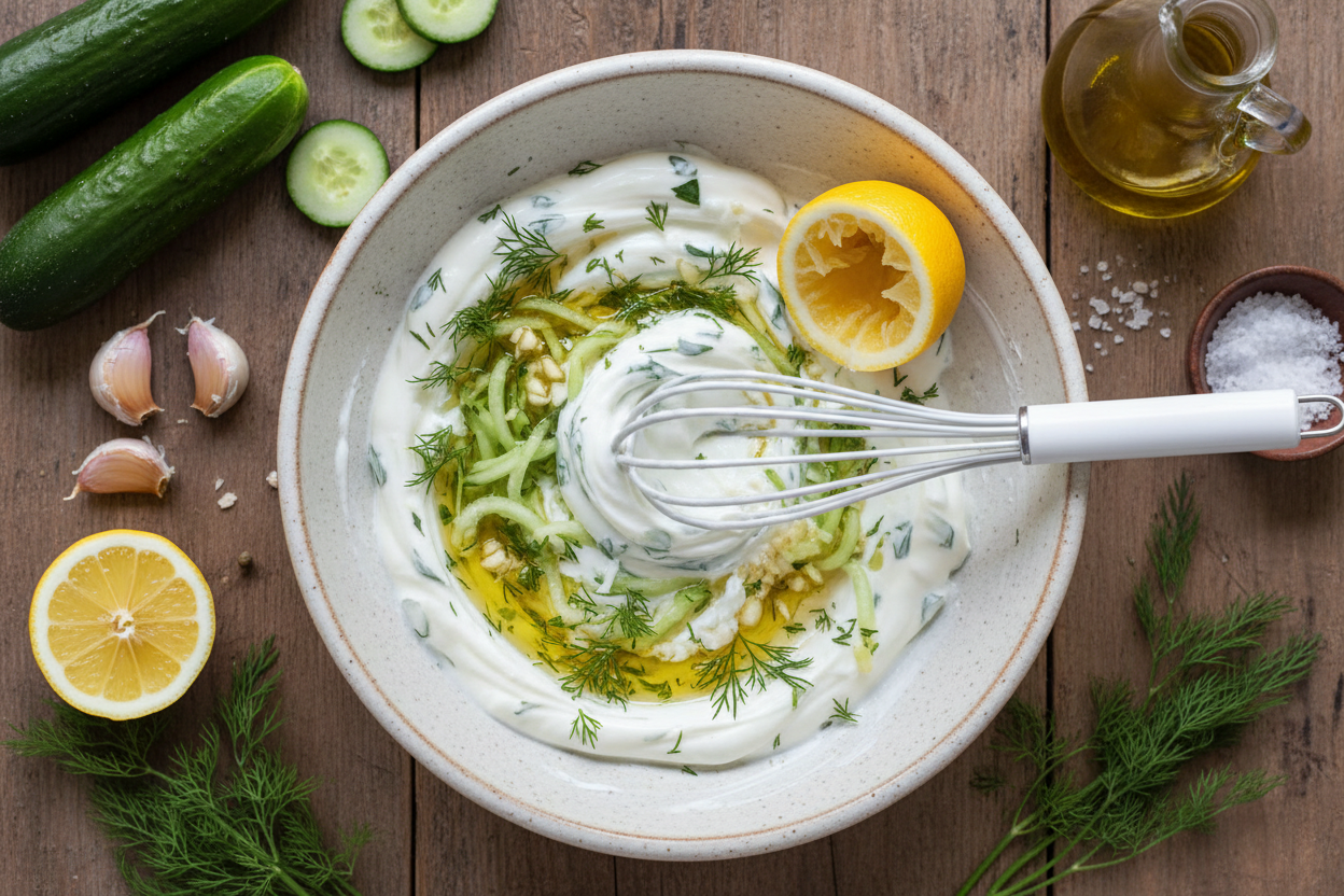 Easy Homemade Tzatziki Sauce preparation step 2