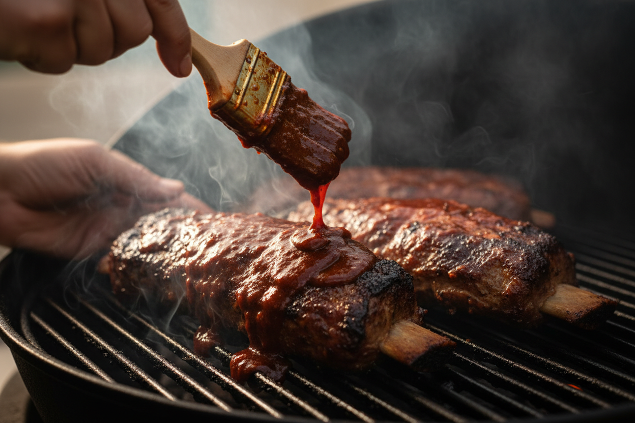 GRILLED BEEF RIBS WITH HOMEMADE SPICY BBQ SAUCE preparation step 1
