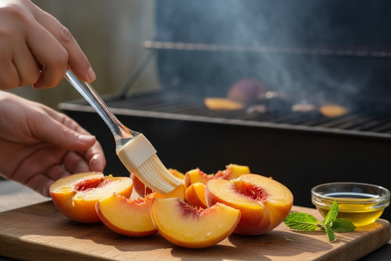 Grilled Chicken Salad with Grilled Peaches and Feta preparation step 1