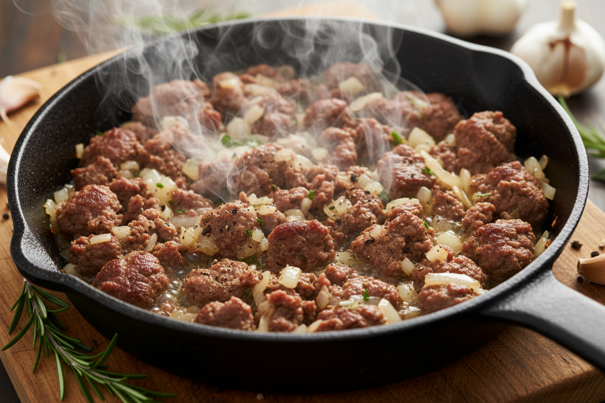 Ground Beef Orzo preparation step 1