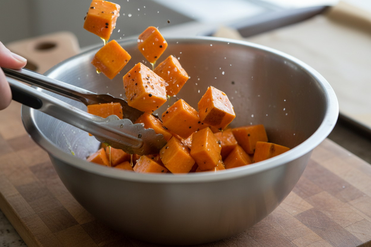 Healthy BBQ Chicken & Sweet Potato Bowl preparation step 1