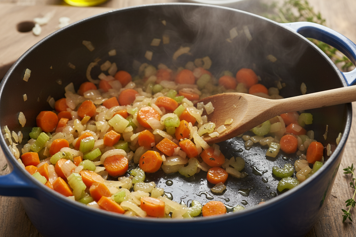 Healthy Chicken Pot Pie Soup preparation step 1