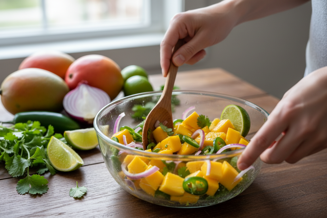 Healthy Grilled Shrimp & Avocado Bowls with Mango Salsa preparation step 2