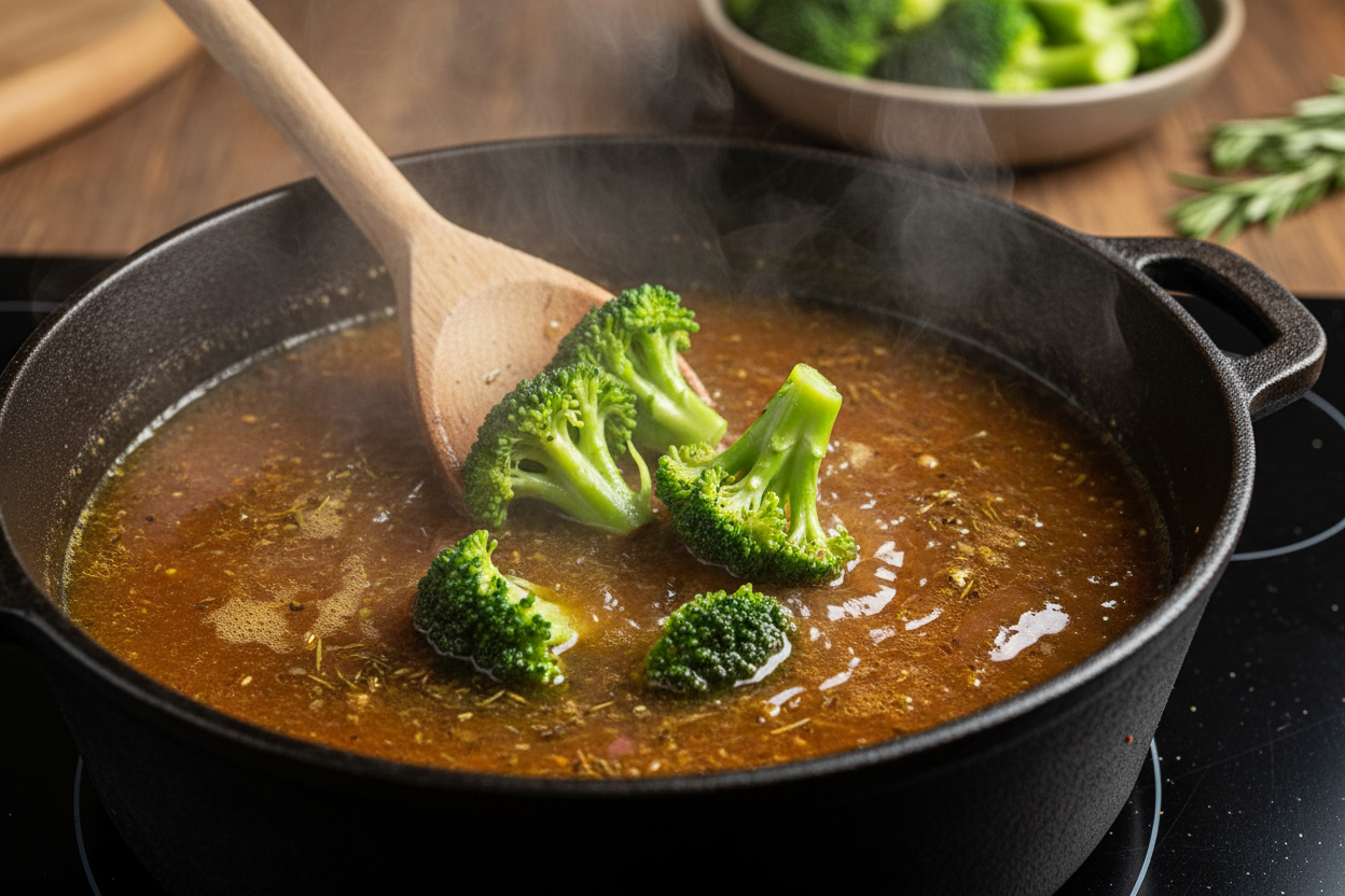 High Protein Broccoli Cheddar Soup preparation step 1