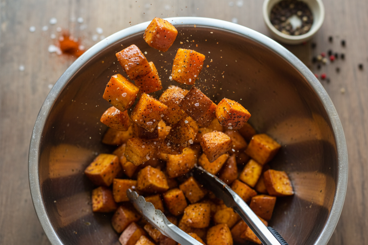 Hot Honey Sweet Potato Beef Bowls preparation step 1