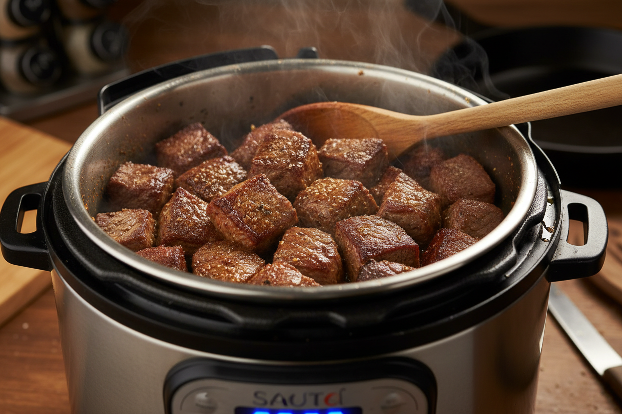 Instant Pot Beef Tips & Gravy preparation step 1