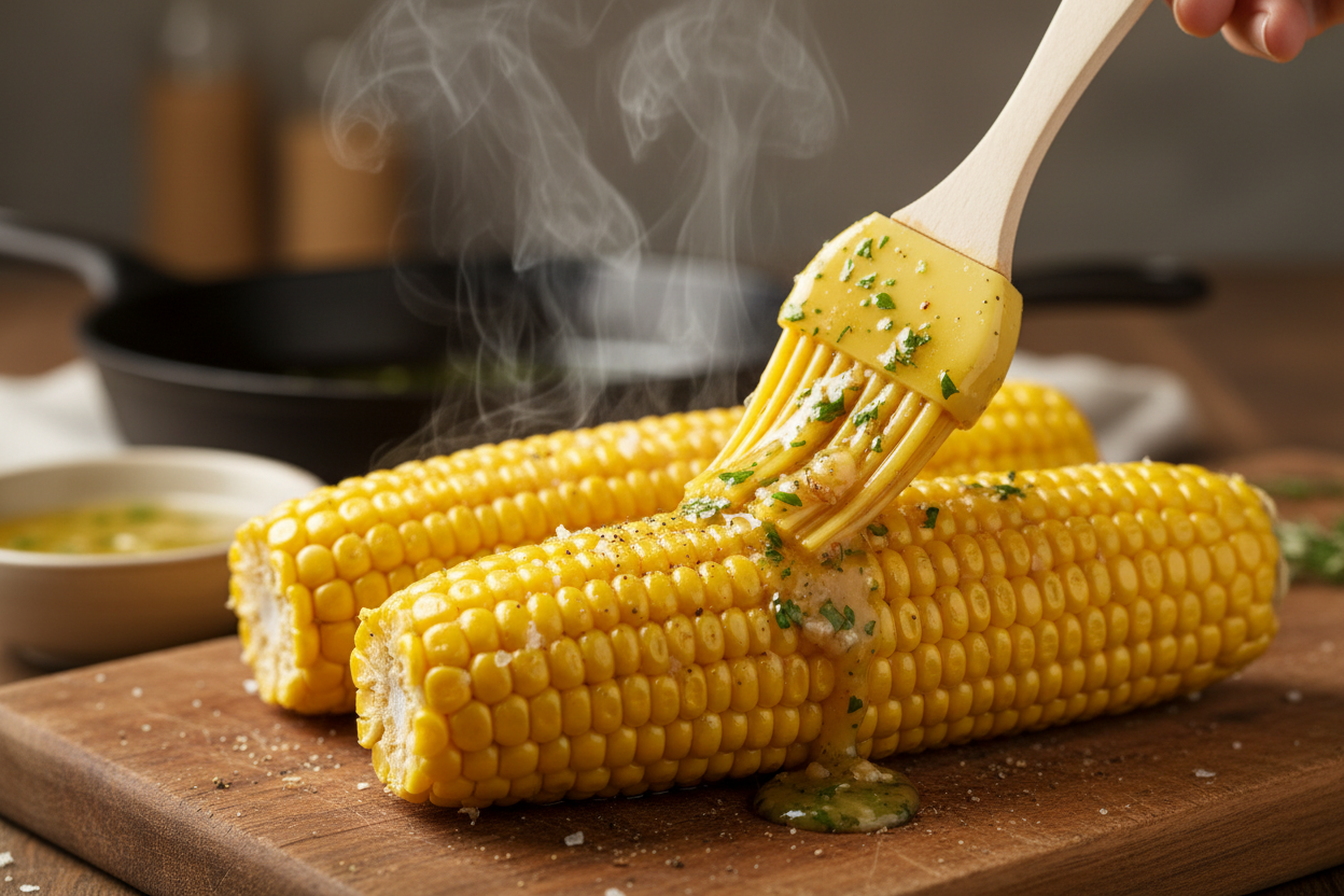 Irresistible Garlic Parmesan Corn on the Cob preparation step 2