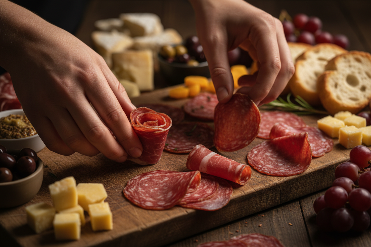 Italian-Style Appetizer Spread with Beef Charcuterie preparation step 1