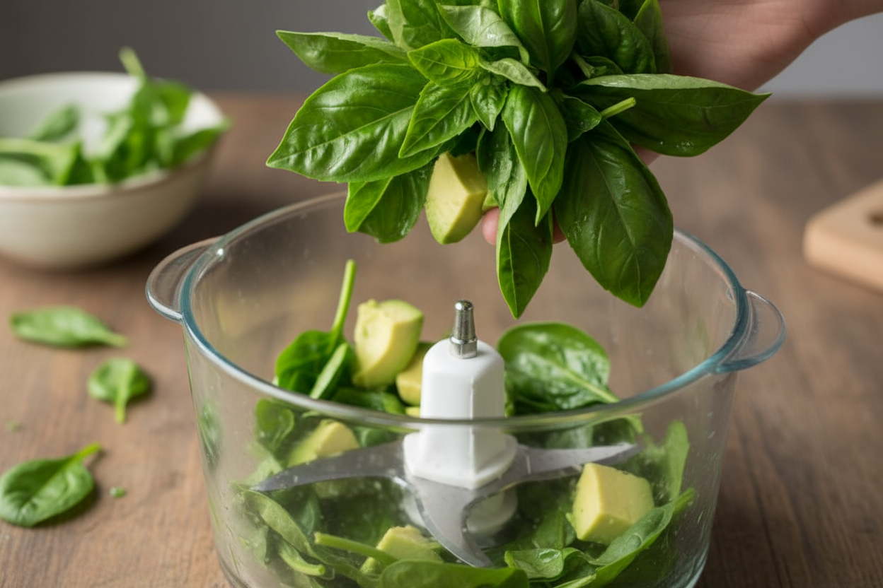 Lightened Up Creamy Avocado Basil Pesto preparation step 1