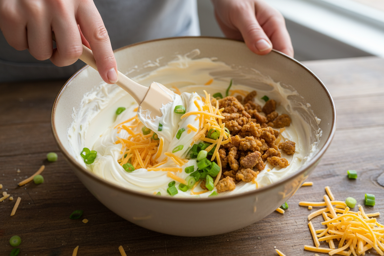 Loaded Baked Potato Chip Dip preparation step 1