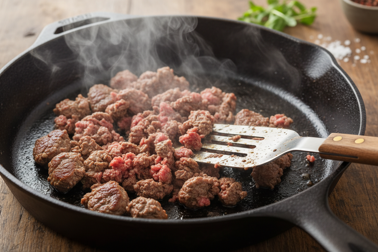 Loaded Burger Bowl preparation step 1