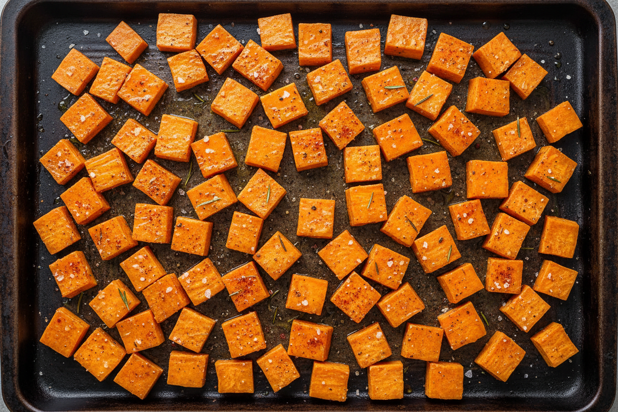Maple Dijon Salmon & Sweet Potatoes preparation step 2