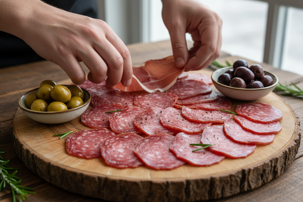 Mediterranean Antipasto Platter preparation step 1