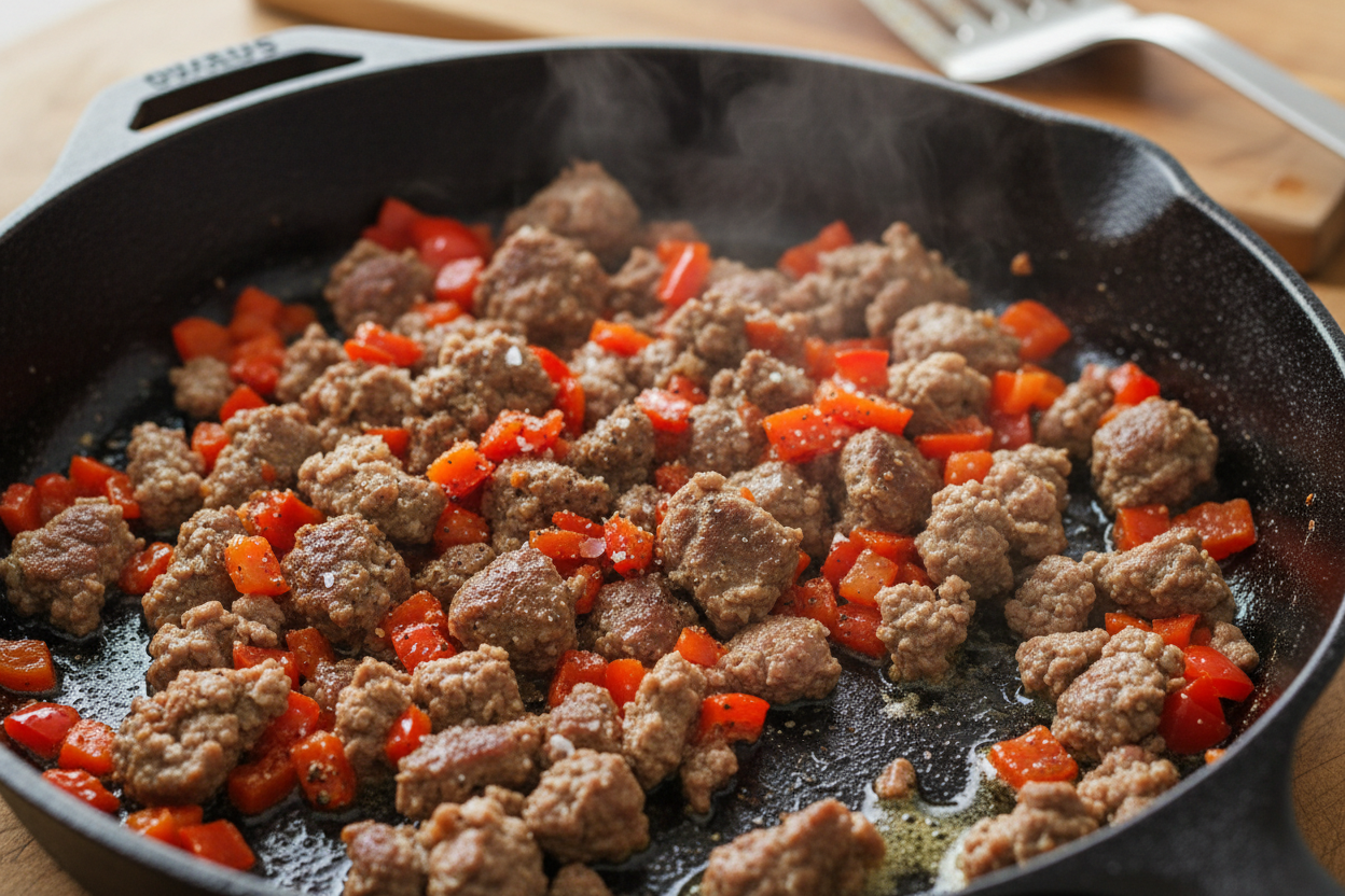 Mexican Ground Beef And Potato Skillet preparation step 2
