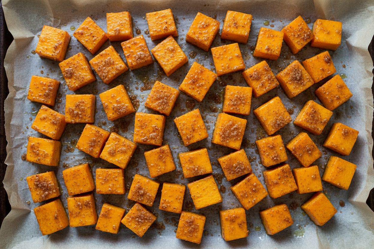 Oven Roasted Butternut Squash Brown Sugar preparation step 2