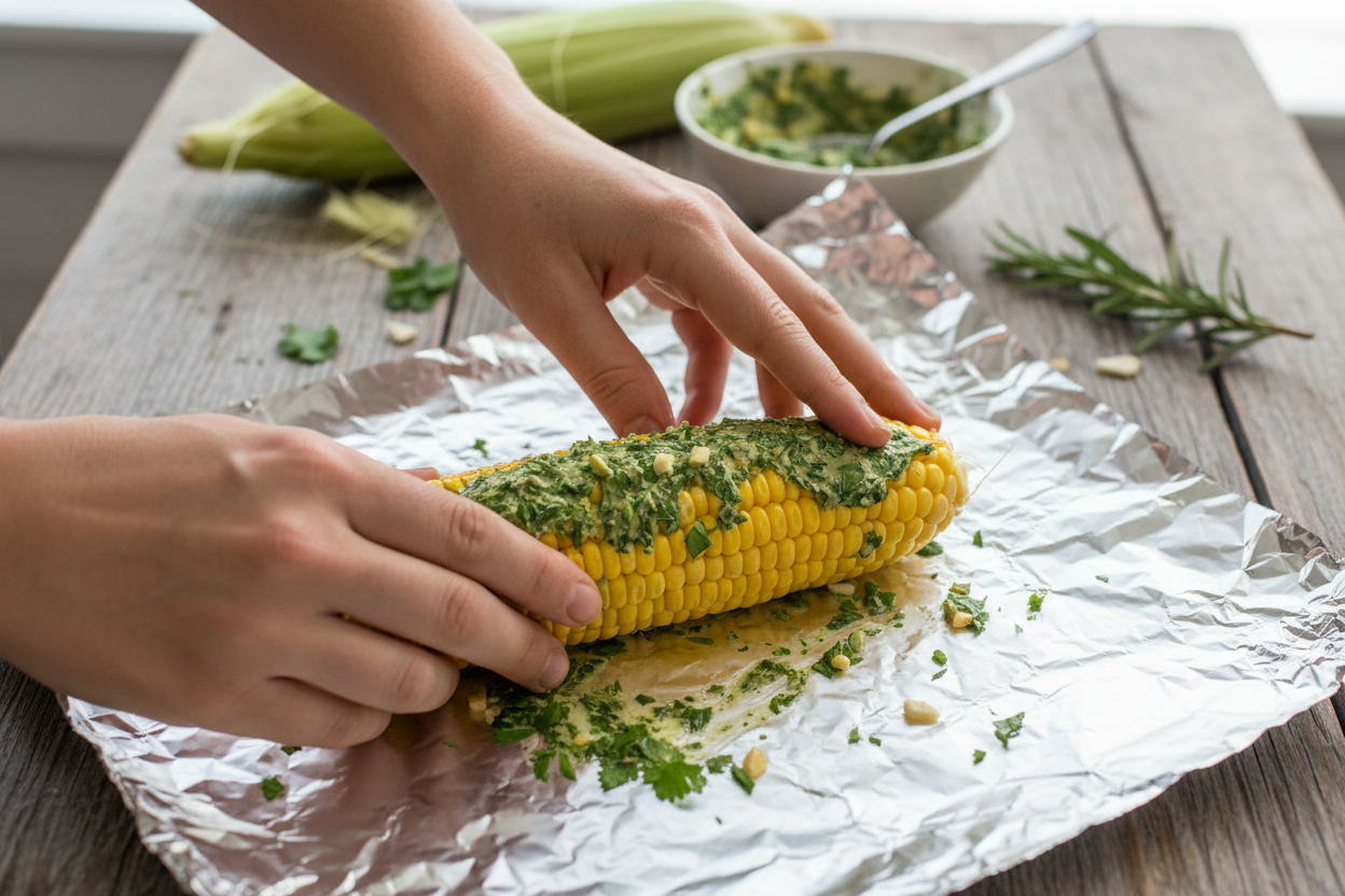Oven Roasted Corn on the Cob preparation step 1