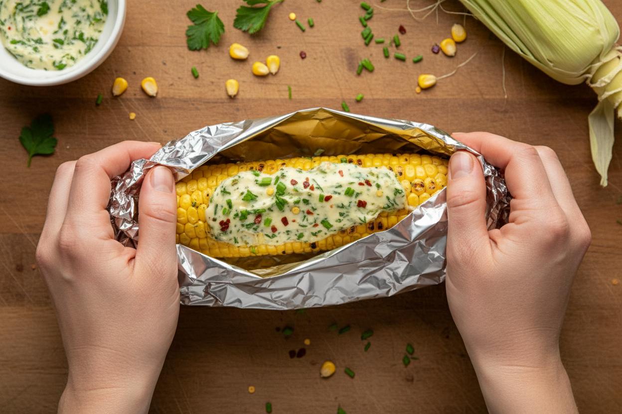 Oven Roasted Corn on the Cob preparation step 2