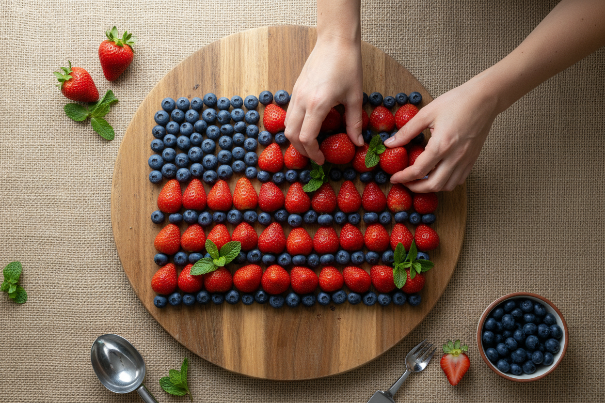 Patriotic Berry and Pretzel Platter preparation step 2