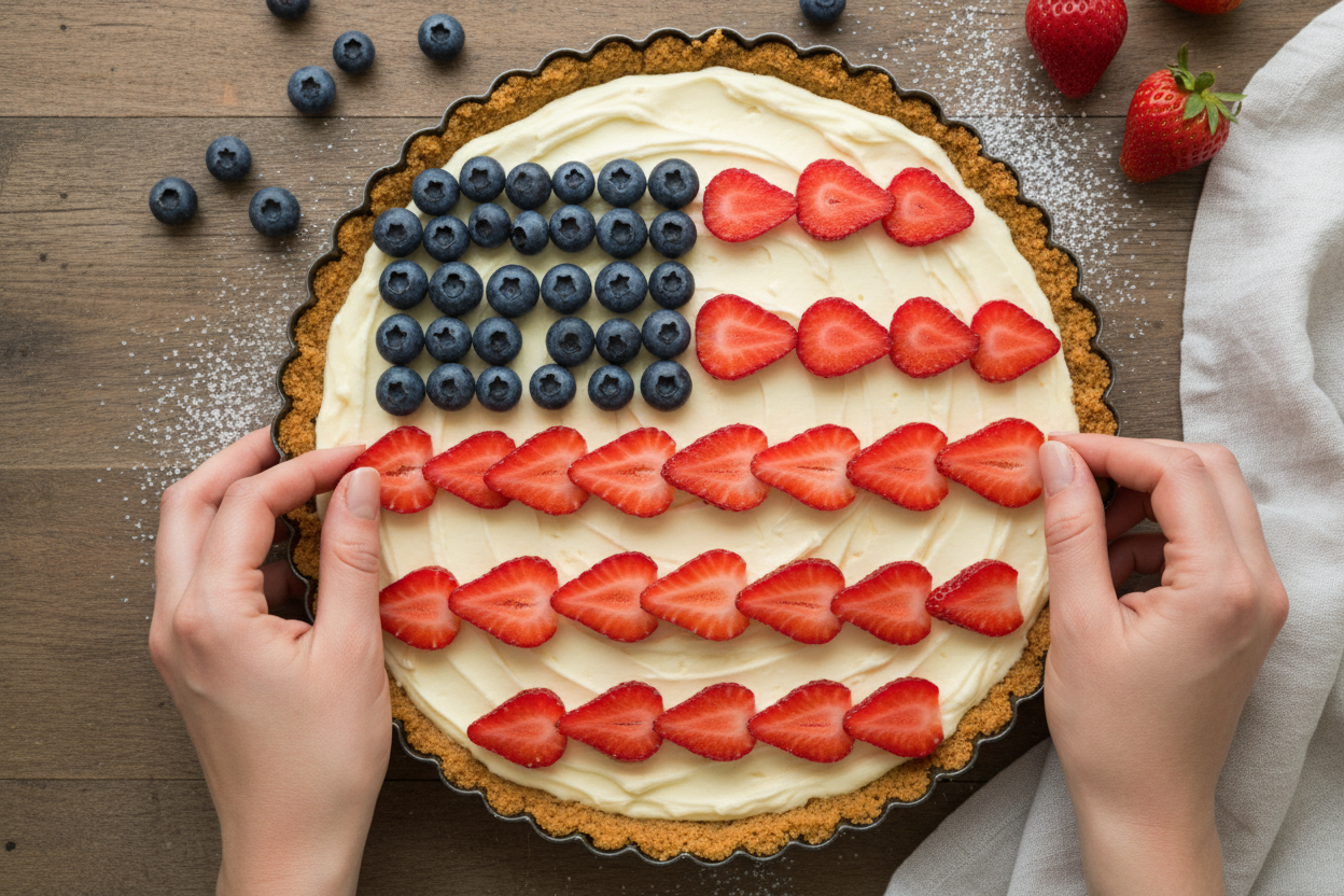Patriotic No-Bake Flag Cheesecake Bars preparation step 2