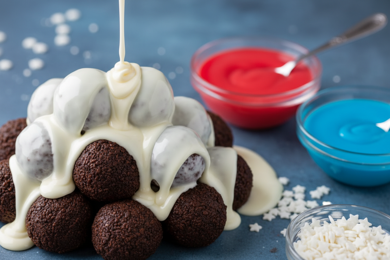 Patriotic Oreo Balls Recipe preparation step 2