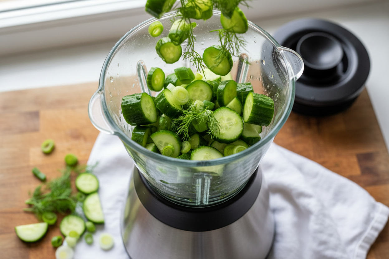 Quick and Easy Cucumber Gazpacho preparation step 1