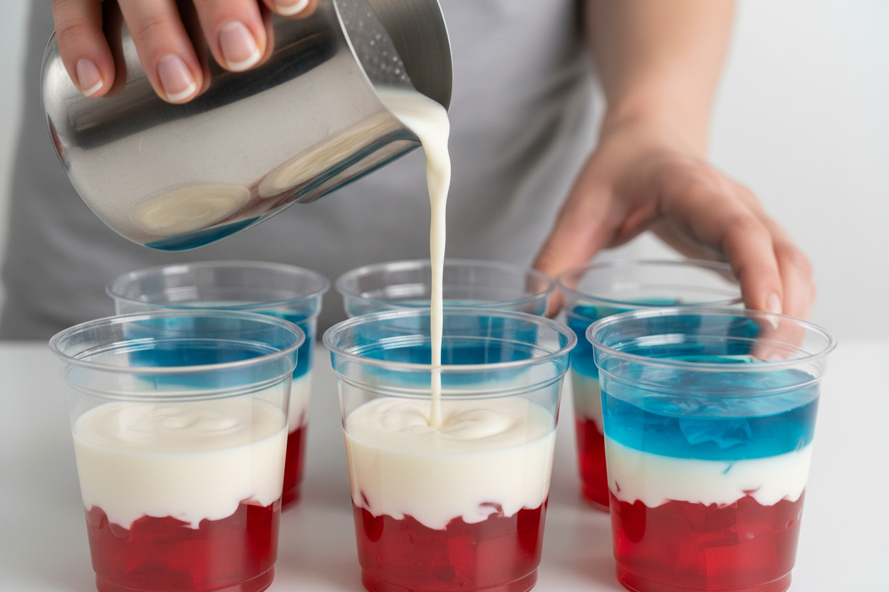 Red White Blue American Flag Jello Shots preparation step 1