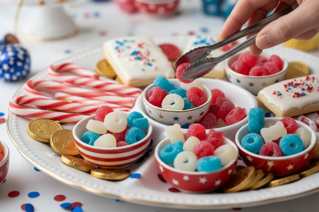 Red, White, and Blue Candy Platter preparation step 2