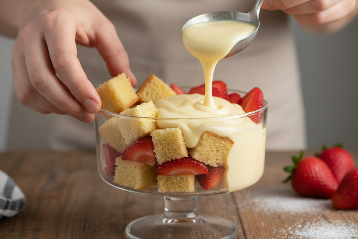Red, White and Blue Trifle preparation step 1