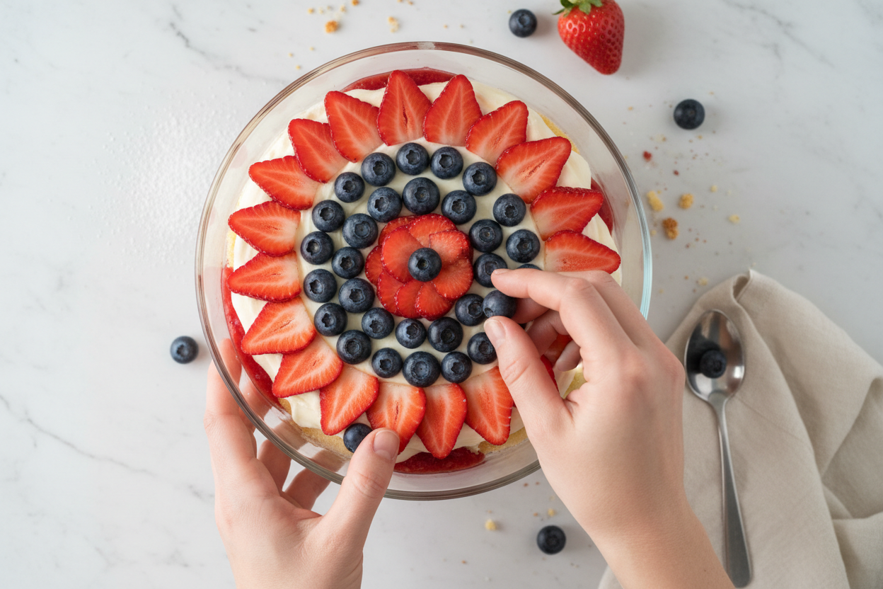 Red, White and Blue Trifle preparation step 2