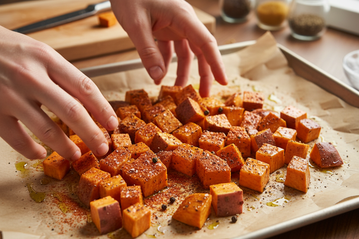 Roasted Chicken and Sweet Potato Bowls for Two preparation step 1