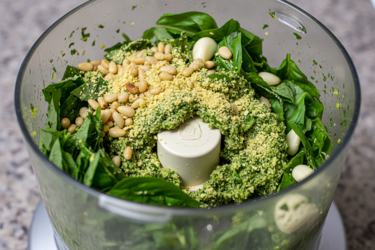 Simple Vegan Pesto preparation step 1